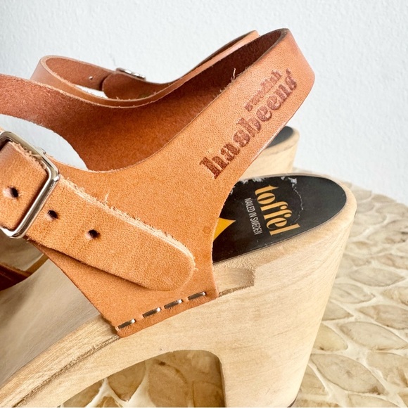 Swedish Hasbeens Toffel Women's Tan Leather Peep Toe Sandals Size 36 - Picture 8 of 15